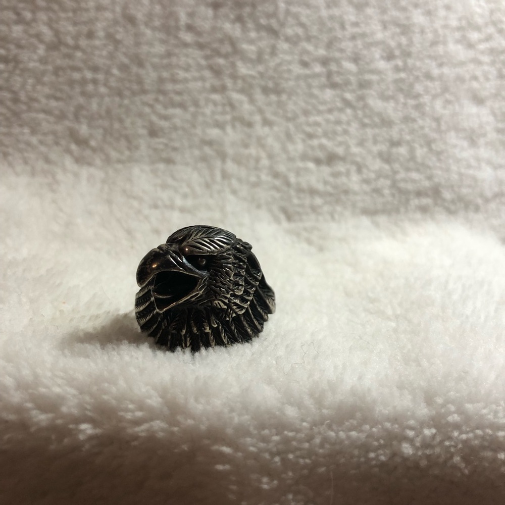 Sterling silver men’s screaming eagle biker ring